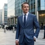Bespoke glen check wool suit Houston executive attorney