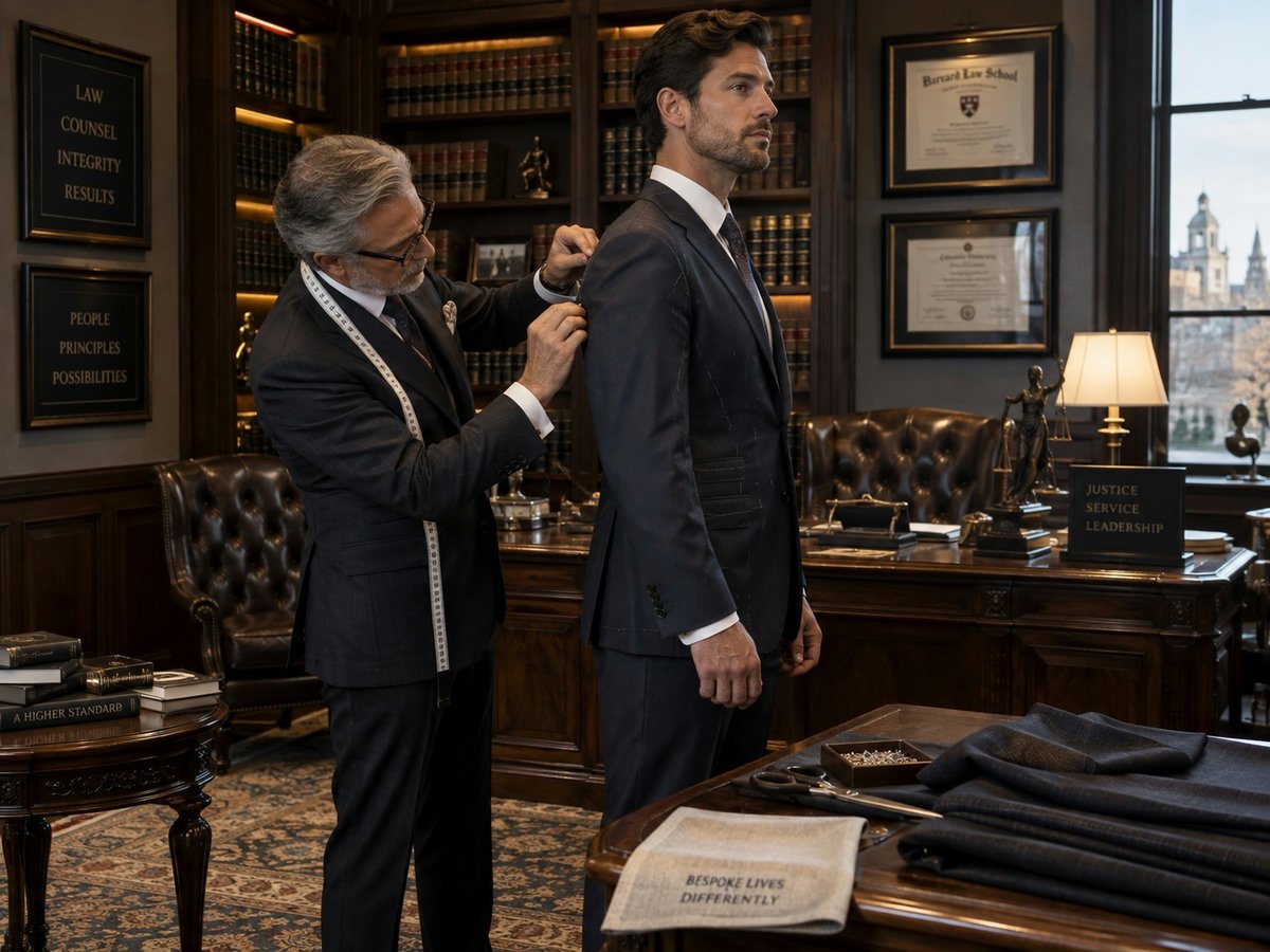 BR Bespoke master tailor fitting a client